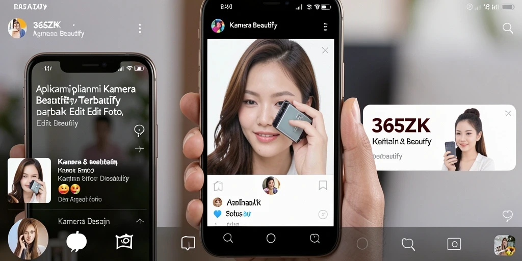 Tampilan antarmuka 365ZK dengan fitur Kamera Beautify yang menarik.