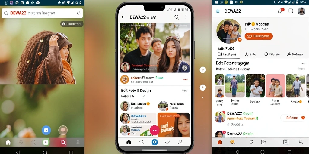 Antarmuka DEWA22 dengan pilihan filter Instagram yang menarik.
