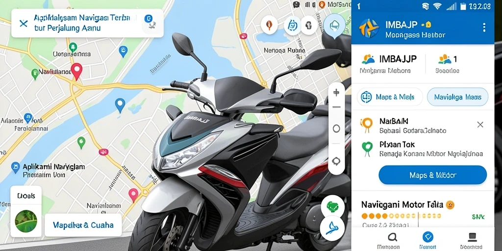 Antarmuka aplikasi IMBAJP menampilkan rute navigasi untuk motor yang akurat.